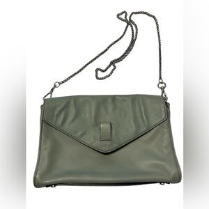 Gryson Bella Gray Leather Clutch Crossbody Chain Strap